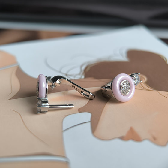 Silver earrings with ceramics
