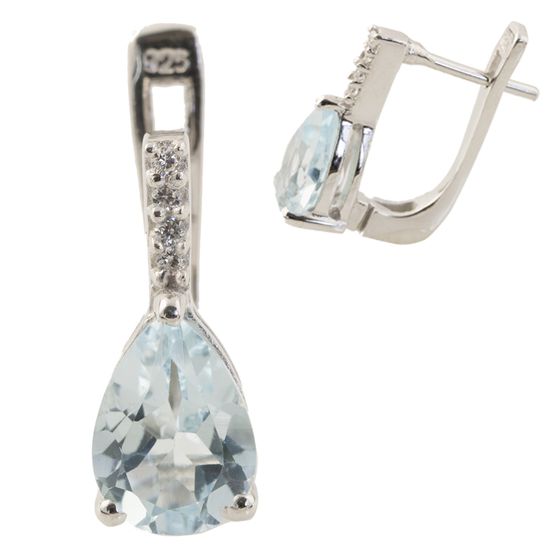 Silver earrings with a 4.355-carat topaz