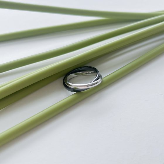 Silver ring with ceramics