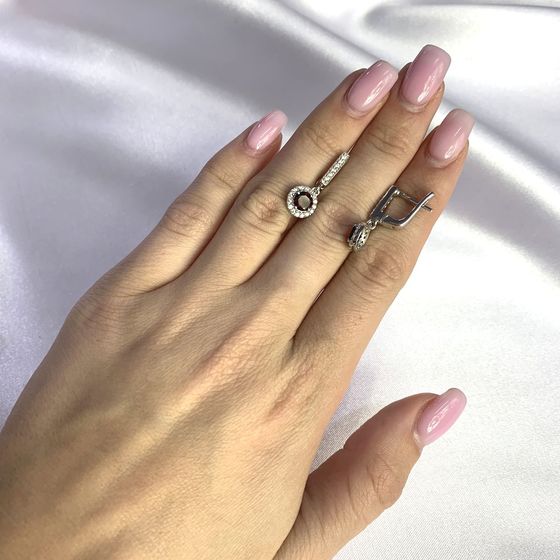 Серебряные серьги с гранатом 1.89ct