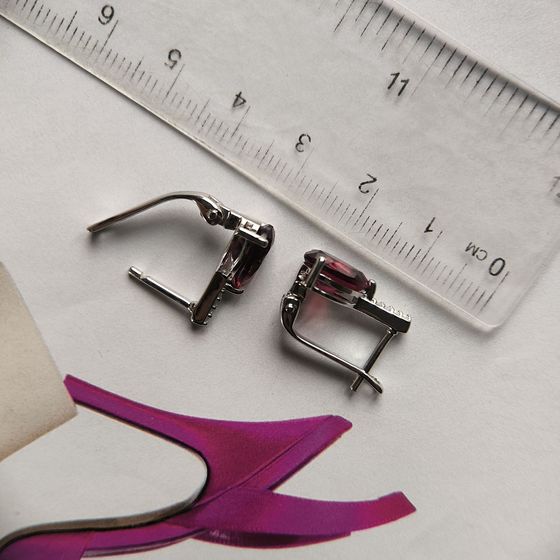 Серебряные серьги с гранатом nano