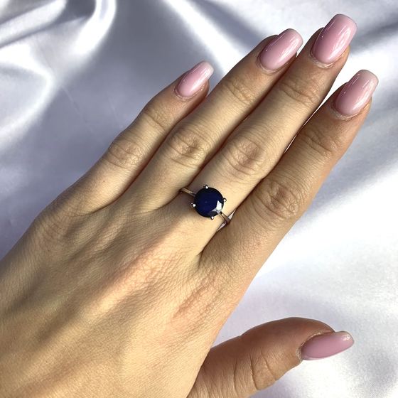 Silver ring with a sapphire