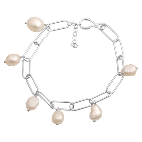 Silver bracelet with baroque pearls