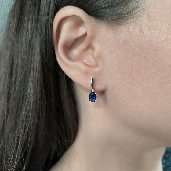 Срібні сережки з сапфіром nano 1.163ct