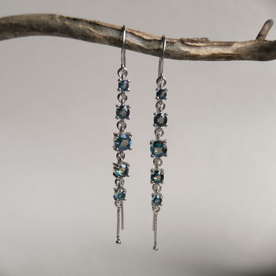 Срібні сережки з містик топазом 2.28ct