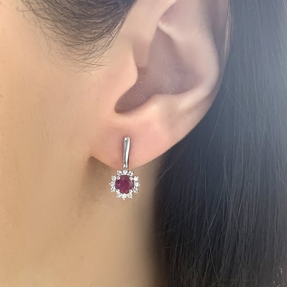 Серебряные серьги с рубином