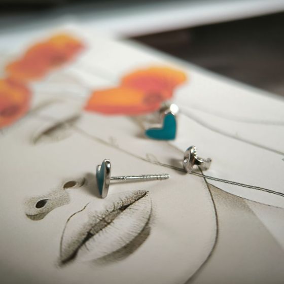 Срібні сережки з емаллю