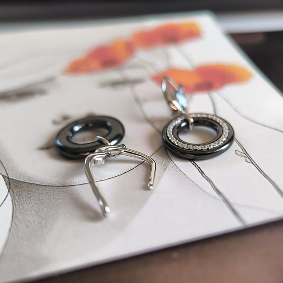 Silver earrings with , ceramics