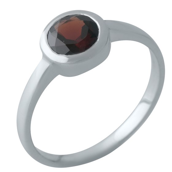 Silver ring with a garnet