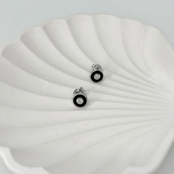 Срібні сережки з емаллю