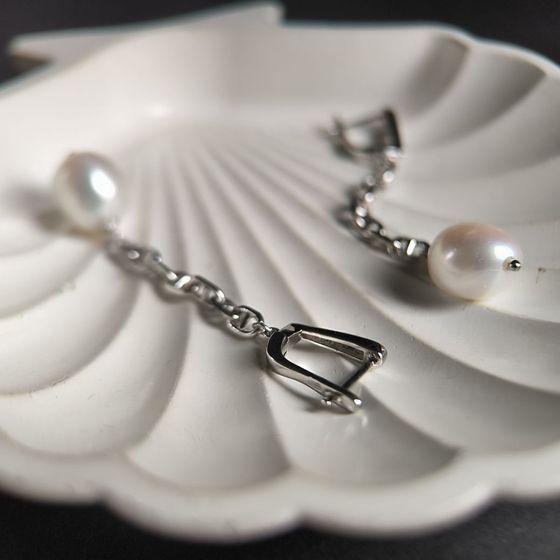 Серебряные серьги с жемчугом барочным