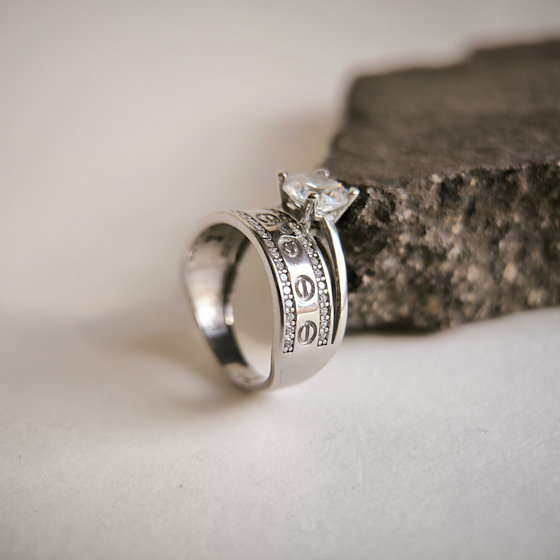 Silver ring with cubic zirconia