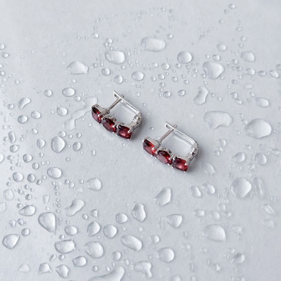 Silver earrings with garnet (3.929 carats)