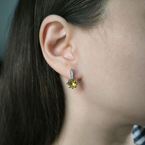Срібні сережки з цитрином nano 3.142ct