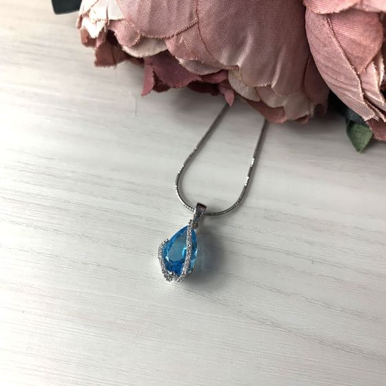 Серебряная подвеска с аквамарином nano