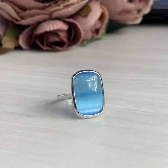 8.74ct sterling silver cat's eye ring