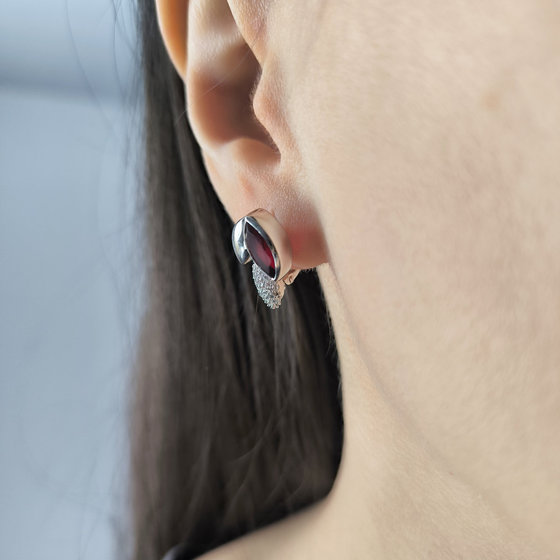 Срібні сережки з гранатом nano 2.434ct