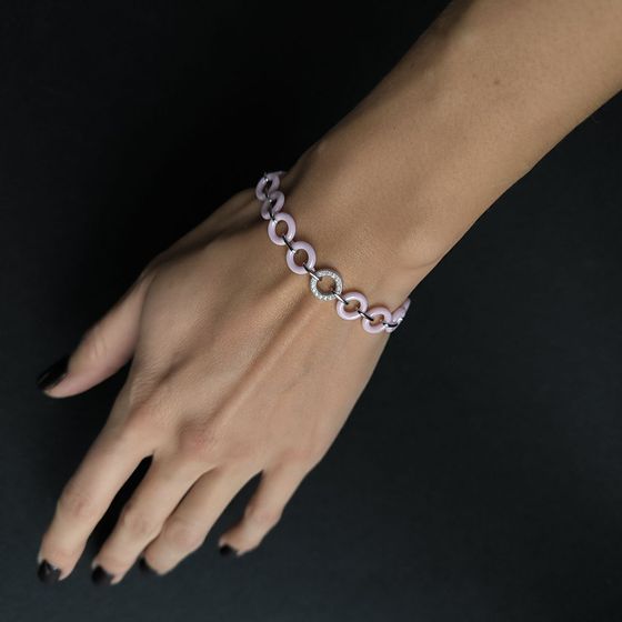 Silver bracelet with ceramics