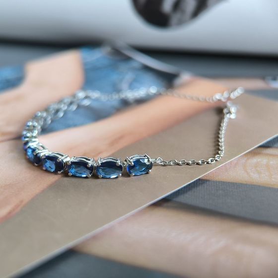 Silver bracelet with sapphire nano 4.788ct