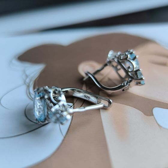 Серебряные серьги с топазом 4.108ct