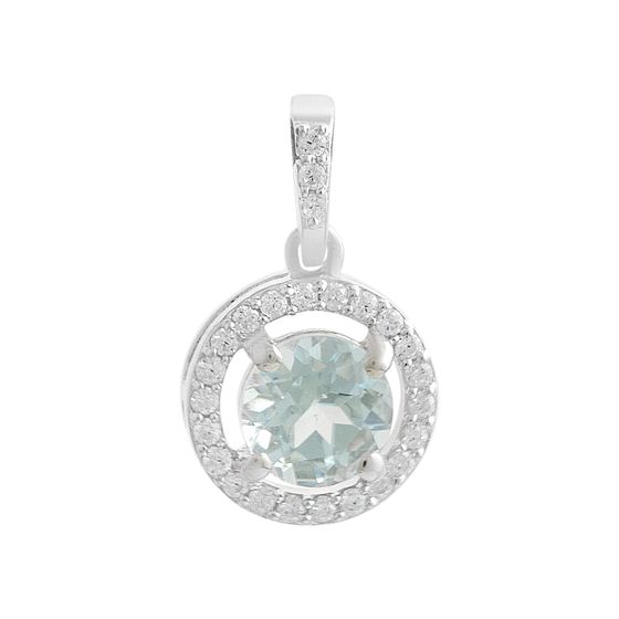 Серебряная подвеска с топазом 1.269ct, фианитами