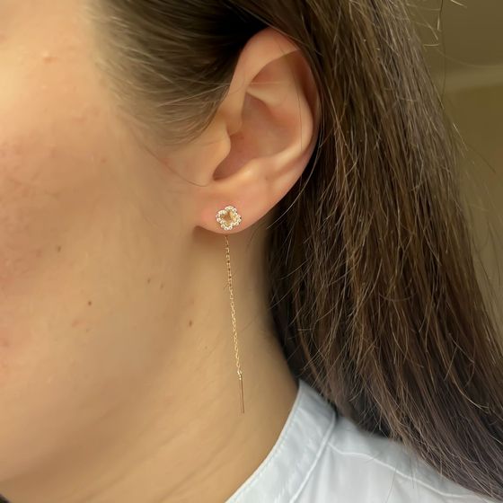 Золотые серьги с фианитами 0.34ct