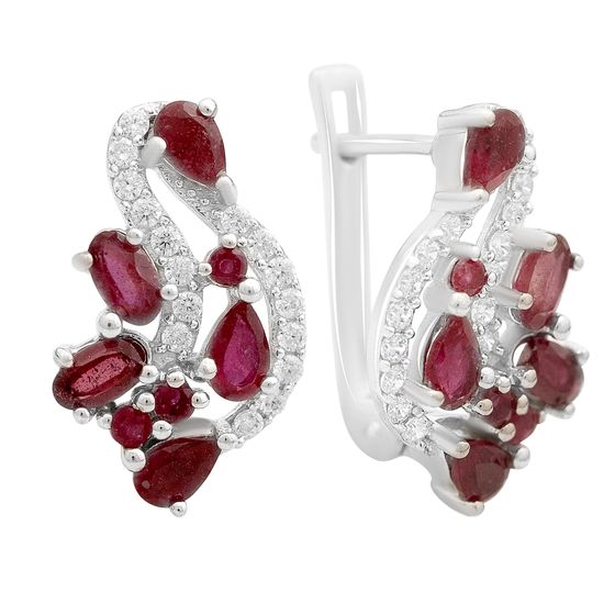 Sterling silver earrings with ruby 4.384ct