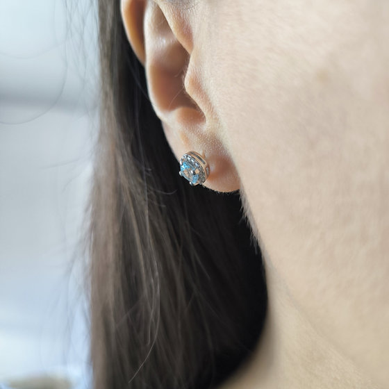 Срібні сережки з топазом 1.608ct, фіанітами