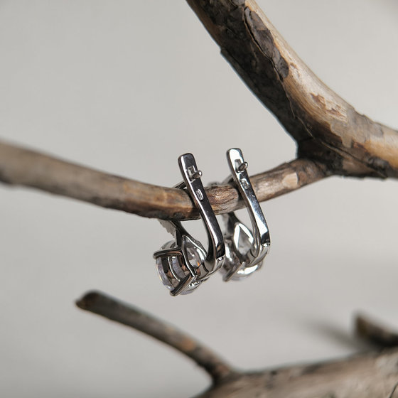Silver earrings with cubic zirconia
