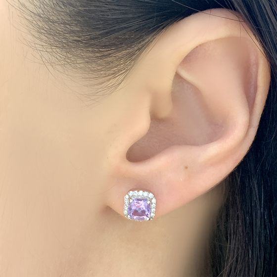 Срібні сережки з аметистом 1.52ct