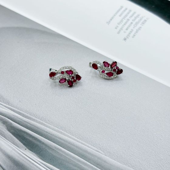 Sterling silver earrings with ruby 4.384ct