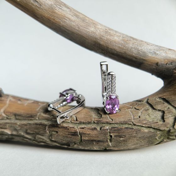 Срібні сережки з александритом 2,48 карата