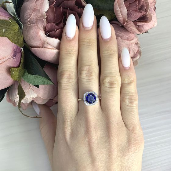 Серебряное кольцо с сапфиром nano 1.741ct