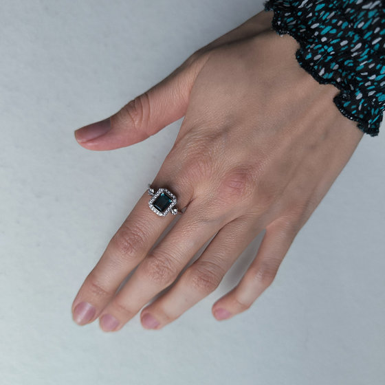 Silver ring with London Blue topaz