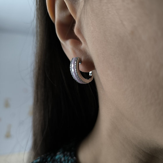 Silver earrings with ceramics