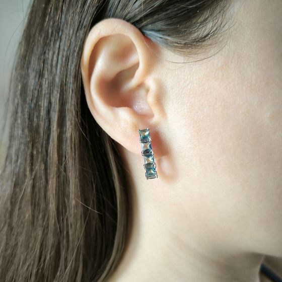 Серебряные серьги с мистик топазом 3.017ct