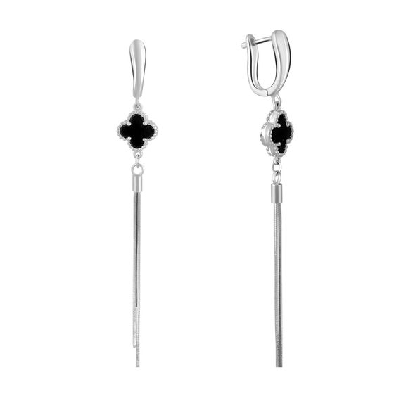 Срібні сережки з оніксом