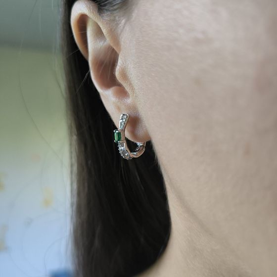 Срібні сережки зі смарагдом nano 0.638ct