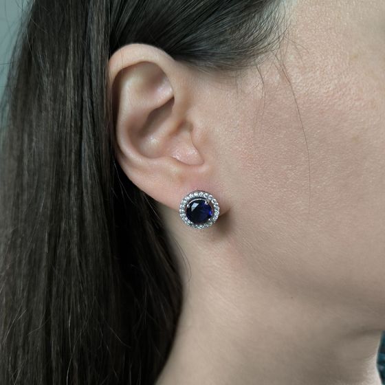 Срібні сережки з сапфіром nano 3,769 карата