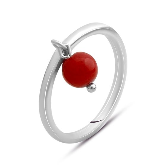 Silver ring with coral