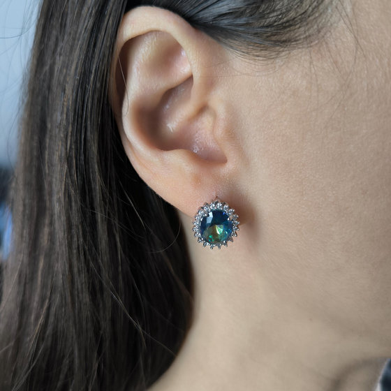 Silver earrings with mystic topaz 4.228ct