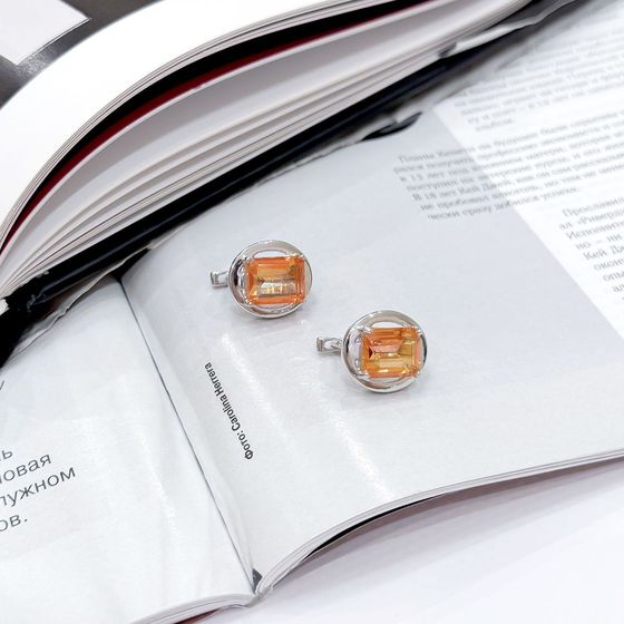 Срібні сережки із золотим кварцом 6.95ct