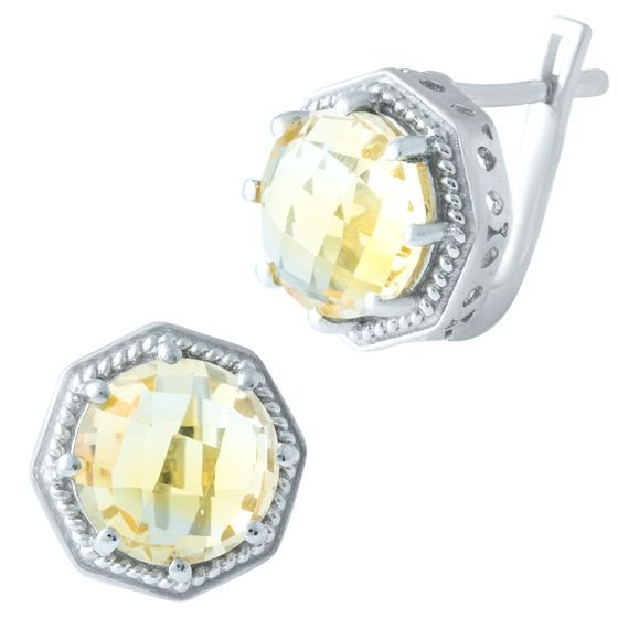 Серебряные серьги с цитрином