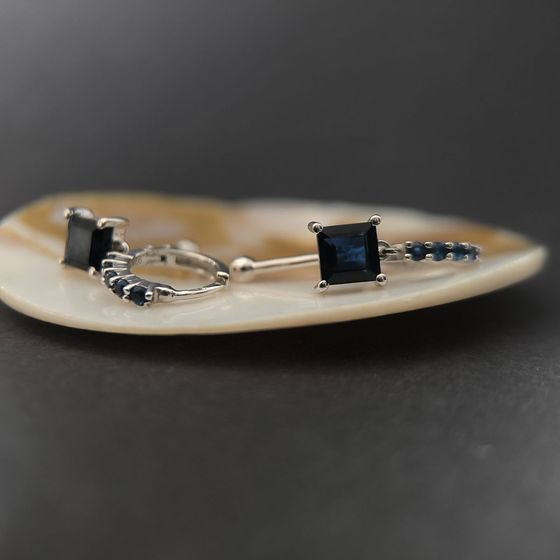 Срібні сережки з сапфіром nano 2.35ct