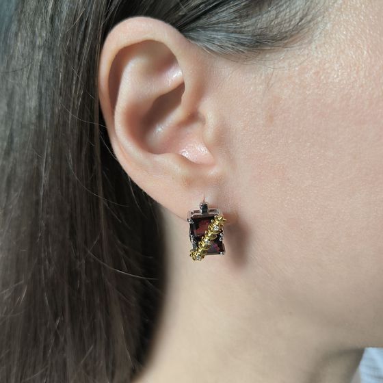 Срібні сережки з гранатом 8.27ct