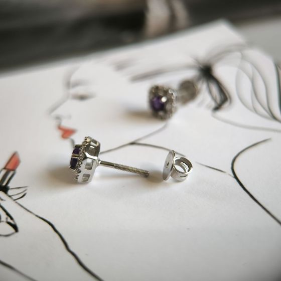 Срібні сережки з аметистом 0.732ct