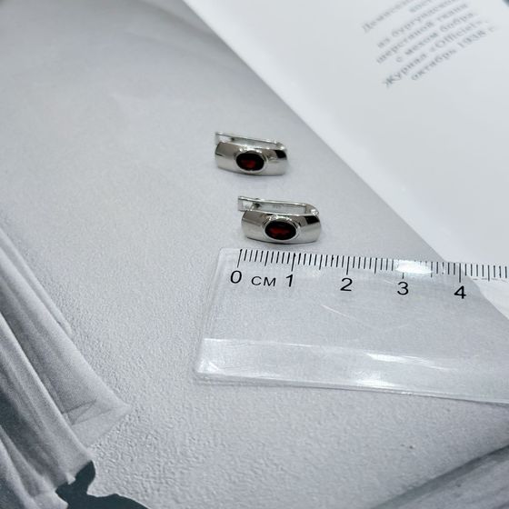 Срібні сережки з гранатом