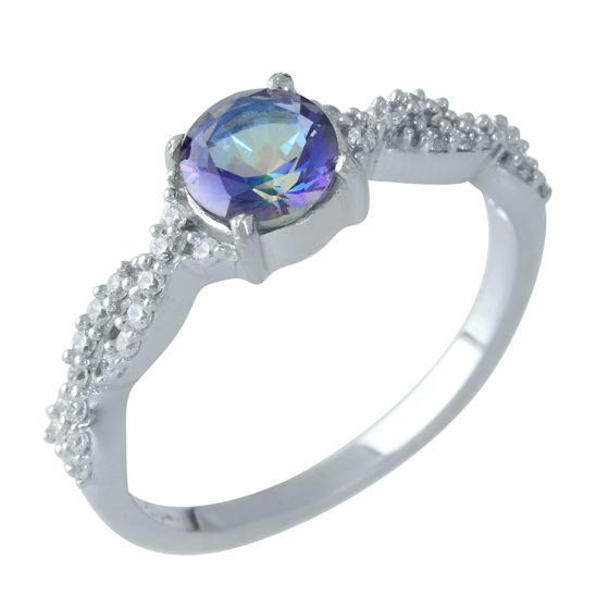 Silver ring with a mystic topaz