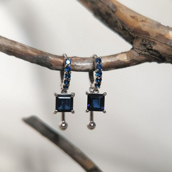 Срібні сережки з сапфіром nano 2.35ct