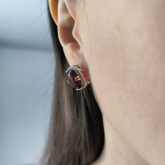 Срібні сережки з гранатом nano 9.39ct